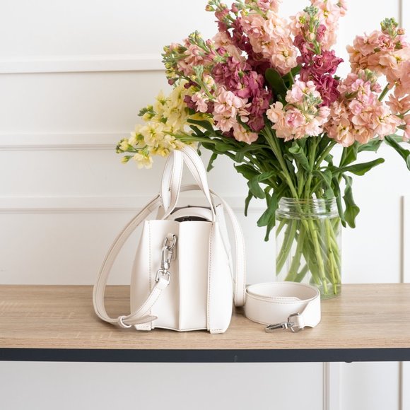 😍 NEW COLOR * Stella Mini Satchel Bag - Genuine Leather - Chalk - Picture 4 of 10